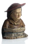 A SMALL RENAISSANCE BUST OF A GENTLEMAN WITH HAT
