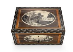 A BELGIAN POLYCHROME PAINTED CASKET