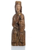 A MEDIEVAL GROUP OF VIRGIN AND CHILD ENTHRONED