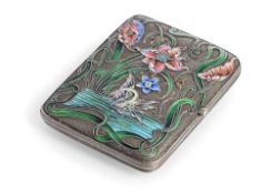 Zigarettenetui mit Cloisonné-Emaille