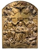 A SOUTH GERMAN OR AUSTRIAN RELIEF CARVING DEPICTING THE CORONATION OF ST. MARY