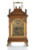 AN AUSTRIAN BRASS MOUNTED WALNUT BRACKET CLOCK