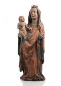 A SOUTH GERMAN MEDIEVAL GROUP OF VIRGIN AND CHILD