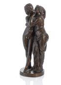 A PATINATED BRONZE GROUP OF A PAIR OF YOUNG LOVERS