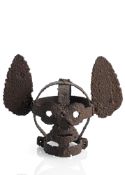 A MEDIEVAL STYLE IRON MASK OF SHAME - SO CALLED SCOLD'S BIRDLE