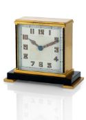 CARTIER ART-DECO BRASS AND ONYX TABLE CLOCK