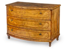 A SOUTH GERMAN WALNUT, BURR-WALNUT, ENGRAVED FRUITWOOD AND PEWTER MARQUETRY COMMODE