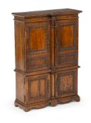 AN ITALIAN WALNUT AND POPLAR MINIATURE CABINET