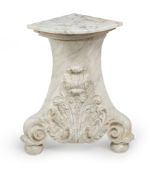 A SOUTH GERMAN WHITE PAINTED MARBLEIZED CORNER CONSOLE TABLE