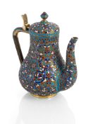Kleine Kaffeekanne mit Cloisonné-Emaille