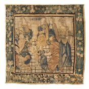 A FLEMISH WOOL AND SILK WOVEN TAPESTRY WITH RELIGIOUS SCENE