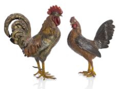 TWO VIENNA BRONZE FIGURES OF COCK AND HEN