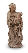 A RHINELAND LIMESTONE GROUP OF THE VIRGIN AND CHILD