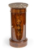 A CHARLES X MAHOGANY AND MAPLE MARQUETRY DRUM CABINET