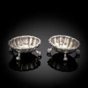 A PAIR OF ROCOCO STYLE SILVER SALT CELLARS