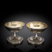 A PAIR OF PARCIAL GILT NEOCLASSICAL SILVER SALT CELLARS