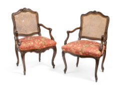 A PAIR OF LOUIS XV BEECHWOOD FAUTEUILS
