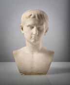 A WHITE MARBLE BUST OF OCTAVIAN