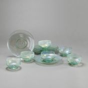 SIX GLASS DESSERT BOWLS AND PLATES