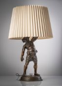 A BRONZE TABLE LAMP WITH THE POMPEIAN SILENUS