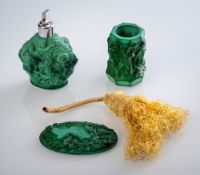 A SCENT BOTTLE,  A VASE AND A COVER