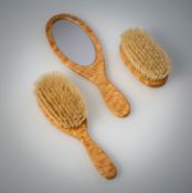 A THREE PIECE ROOTWOOD HERMES TOILETTE SET