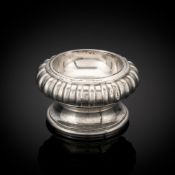 A GERMAN GADROON PATTERN SILVER SALT CELLAR