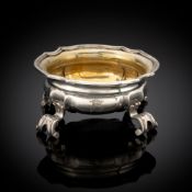 A GERMAN PARCIAL GILT SALT CELLAR WITH CROWED MONOGRAM