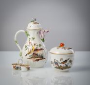 A COFFEE POT, A SUGAR BOWL AND A SALT CELLAR