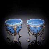 A PAIR OF NEOCLASSICAL FILIGREE WORKED SILVER SALT CELLARS
