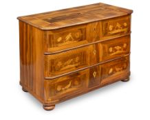 A SOUTH GERMAN WALNUT AND FRUITWOOD COMMODE
