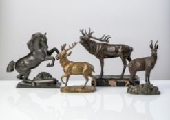 FOUR ANIMAL BRONZE FIGURES