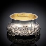 A PARCIAL GILT GERMAN SILVER SALT CELLAR