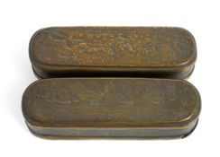 TWO DUTCH COPPER AND BRASS SNUFF BOXES