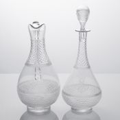 A CRYSTAL GLASS CARAFE AND A WINE OR WATER JAR