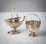 TWO SILVER SUGAR BOWLS WITH HANDLES