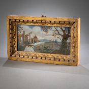 A PIETRA DURA STYLE GLASS REVERSE PAINTING