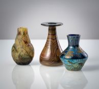 THREE SMALL GLASS VASES