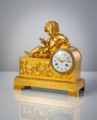 A FRENCH GILT BRONZE PENDULE