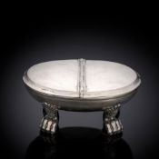 A PROBABLY GERMAN PARCIAL GILT SILVER SPICE BOX WITH TWO LIDS