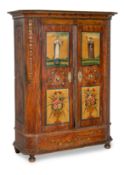 A SOUTH GERMAN POLYCHROME-PAINTED CUPBOARD