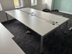 White Wooden Top Desk With Metal Frame