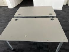 White Wooden Top Desk With Metal Frame