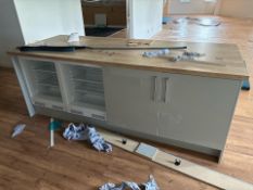 Grey Gloss Kitchen Island With Fridges