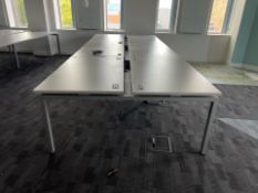 White Wooden Top Desk With Metal Frame