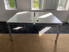 White Wooden Top Desk With Metal Frame