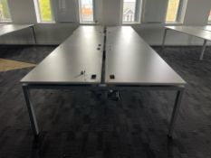 White Wooden Top Desk With Metal Frame