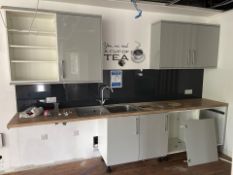 Damaged Grey Gloss Built In Kitchen