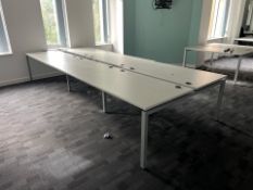 White Wooden Top Desk With Metal Frame