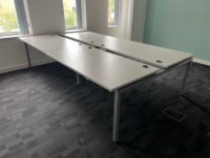 White Wooden Top Desk With Metal Frame